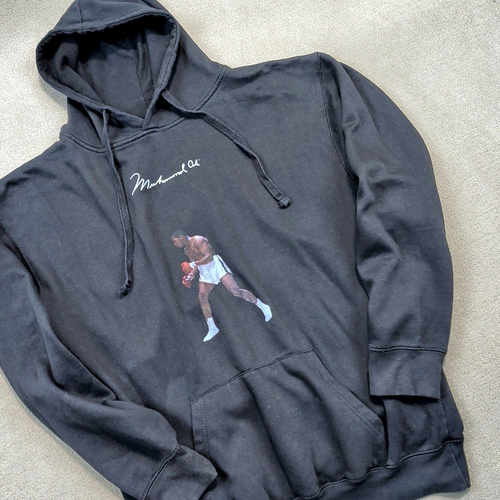 Muhammad Ali Hoodie Size L Mens Black Graphic Boxing Quote Sweatshirt Greatest